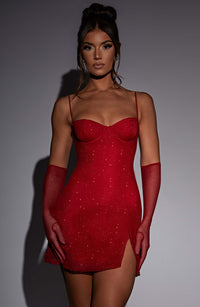 Nancy Mini Dress – Red Sparkle