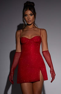 Nancy Mini Dress – Red Sparkle