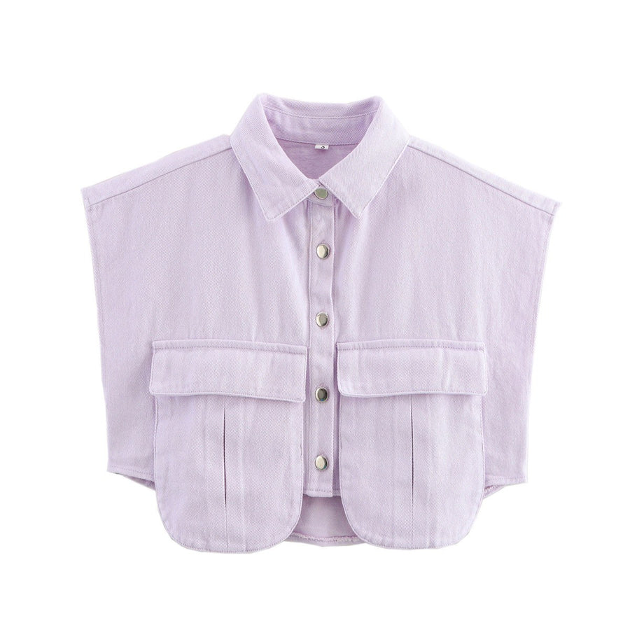 Polly Blouse with Sleeveless and Pockets in Light Purple