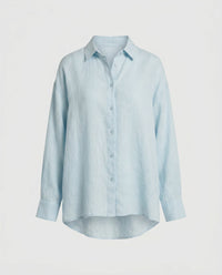 Polly Casual Linen Blouse in Light Blue
