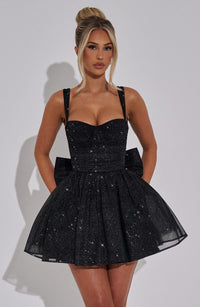 Luna Mini Dress – Black Sparkle