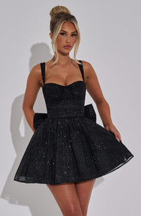 Luna Mini Dress – Black Sparkle