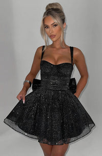 Luna Mini Dress – Black Sparkle