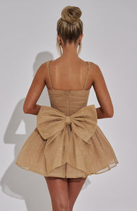 Luna Mini Dress – Gold Sparkle