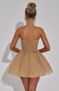 Luna Mini Dress – Gold Sparkle