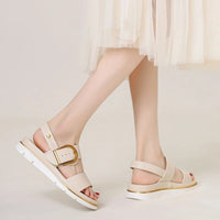 Pomona Slingback Low Platform Sandal in Beige