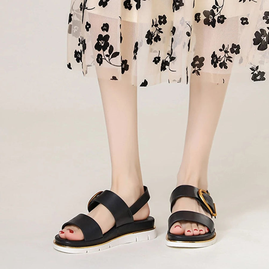 Pomona Slingback Low Platform Sandal in Charcoal