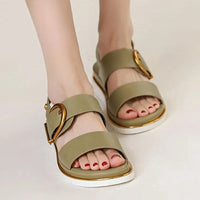 Pomona Slingback Low Platform Sandal in Pickle Green