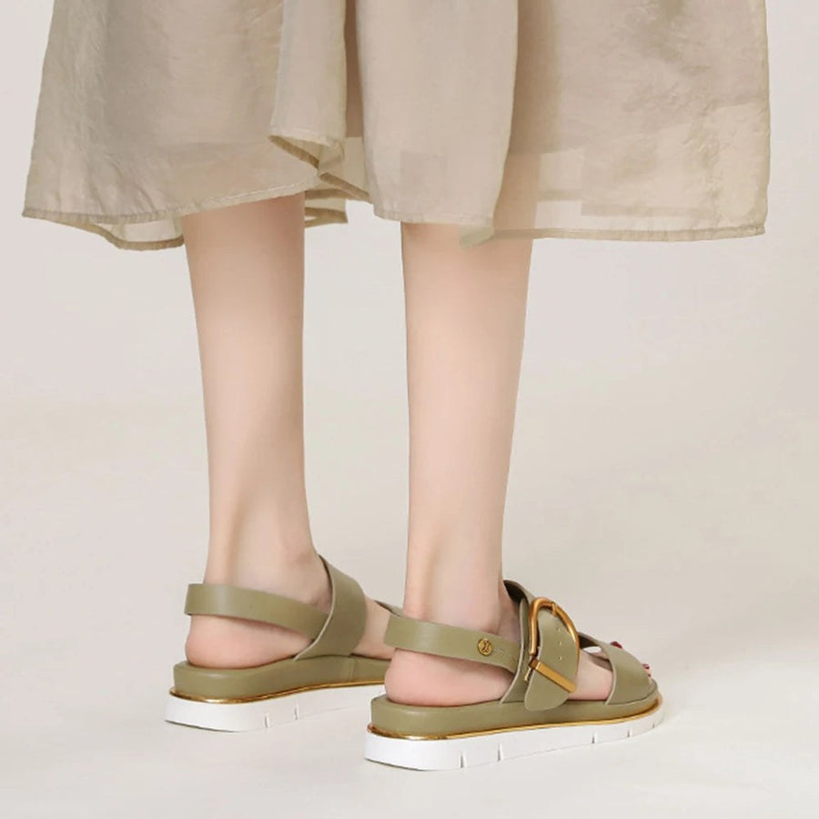 Pomona Slingback Low Platform Sandal in Pickle Green