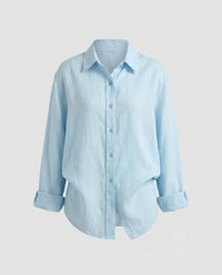 Poppy Lightweight Linen Blouse in Light Blue