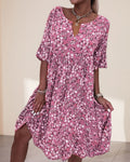 Poppy Women's Floral Midi Dress Half Sleeve V-Neck Boho Summer Dress