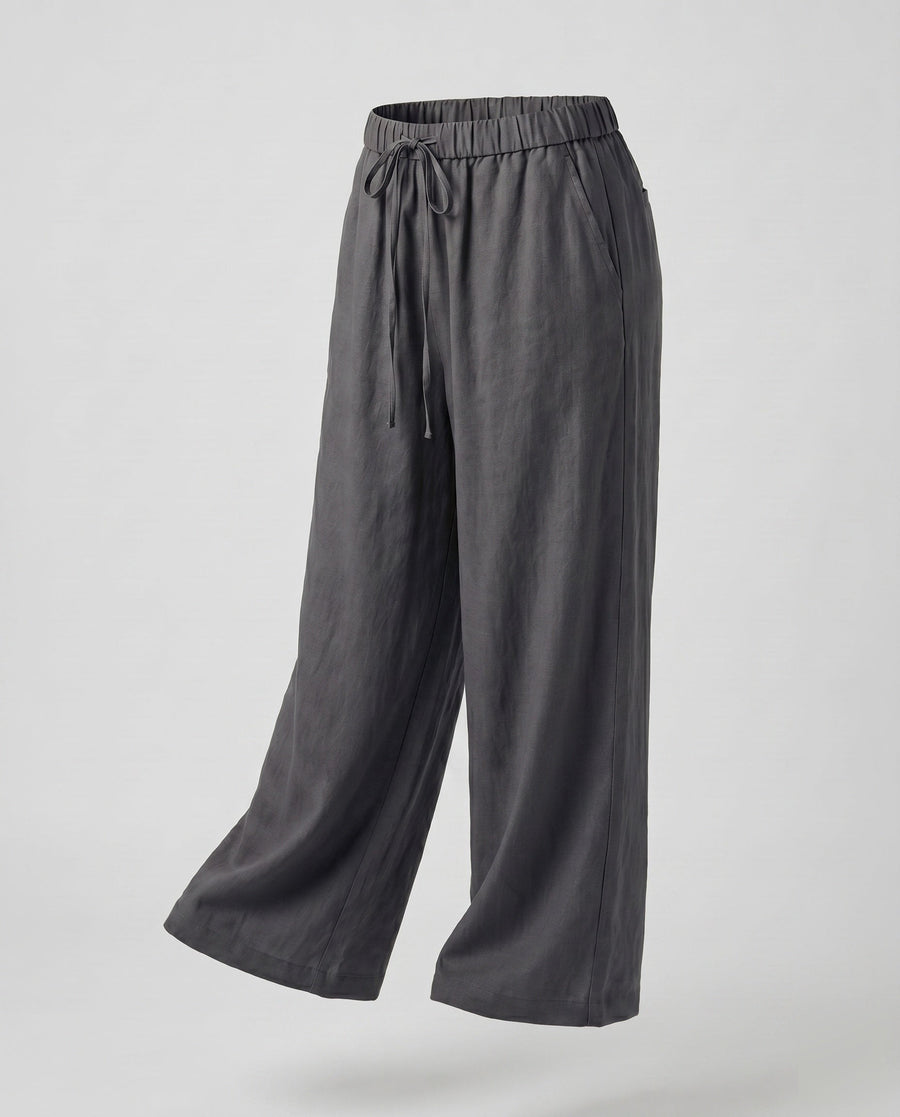 Portia Airy Linen Trousers in Navy