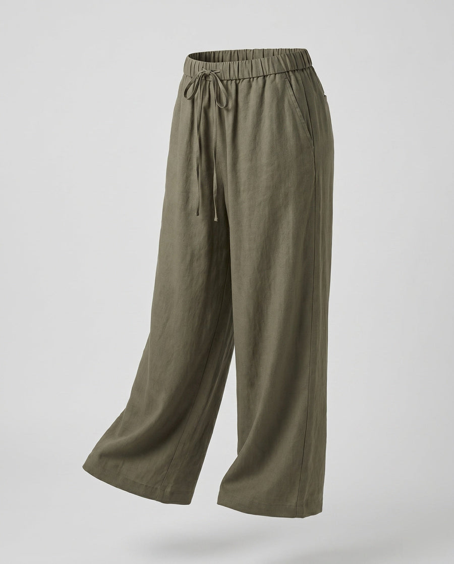 Portia Airy Linen Trousers in Rauchgrün
