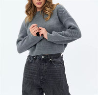 Portia Casual Knit Sweater in Dark Grey