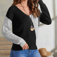Portia Casual Sweater with V-Neck in Grey