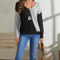 Portia Casual Sweater with V-Neck in Grey