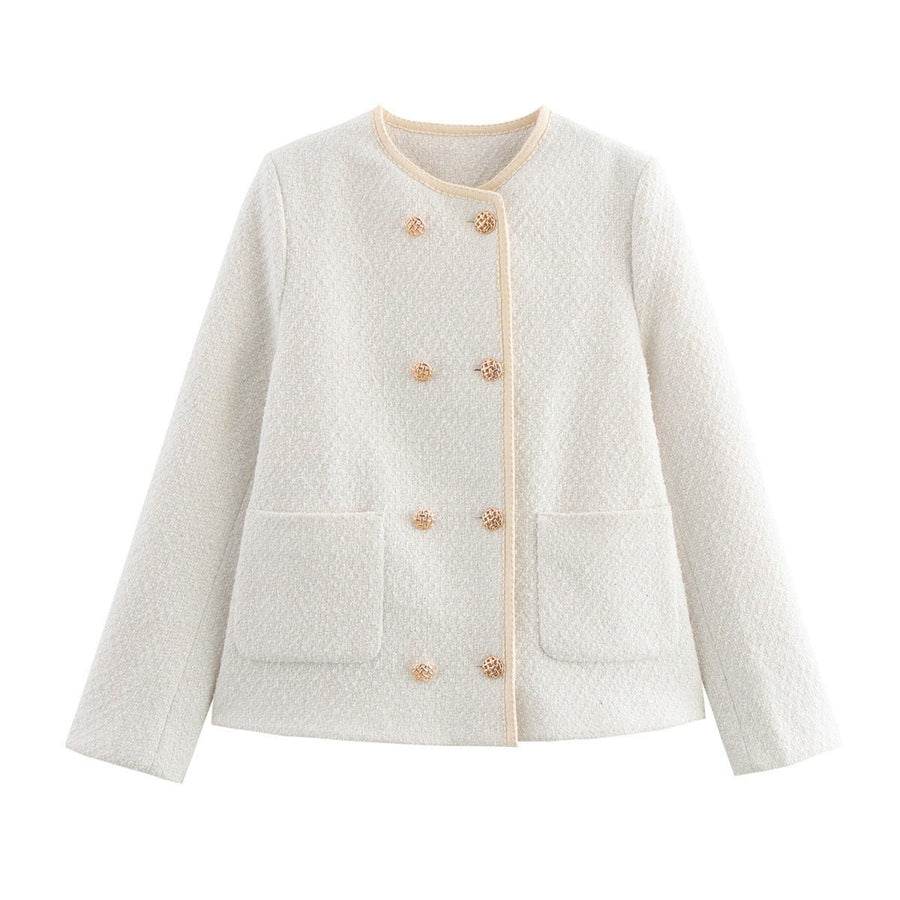 Portia Elegant Jacket with Pockets in White