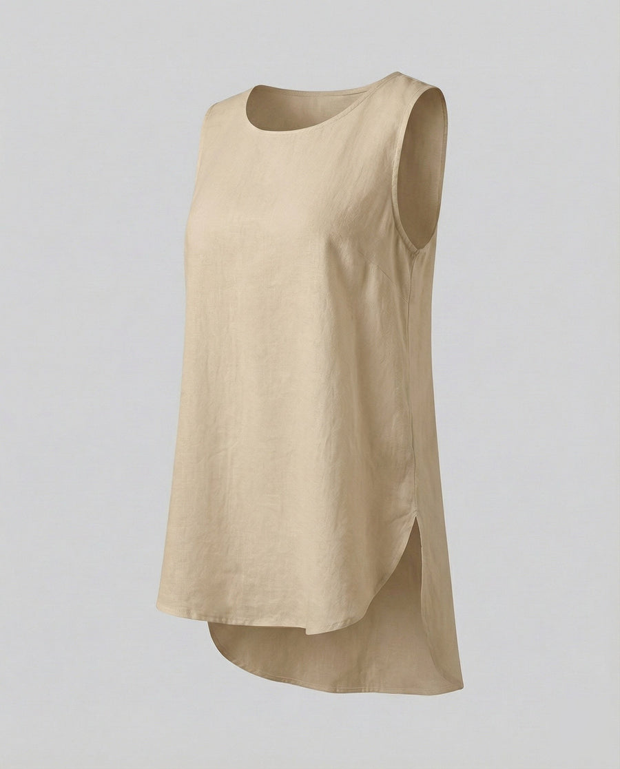 Portia Relaxed Linen Top in Khaki