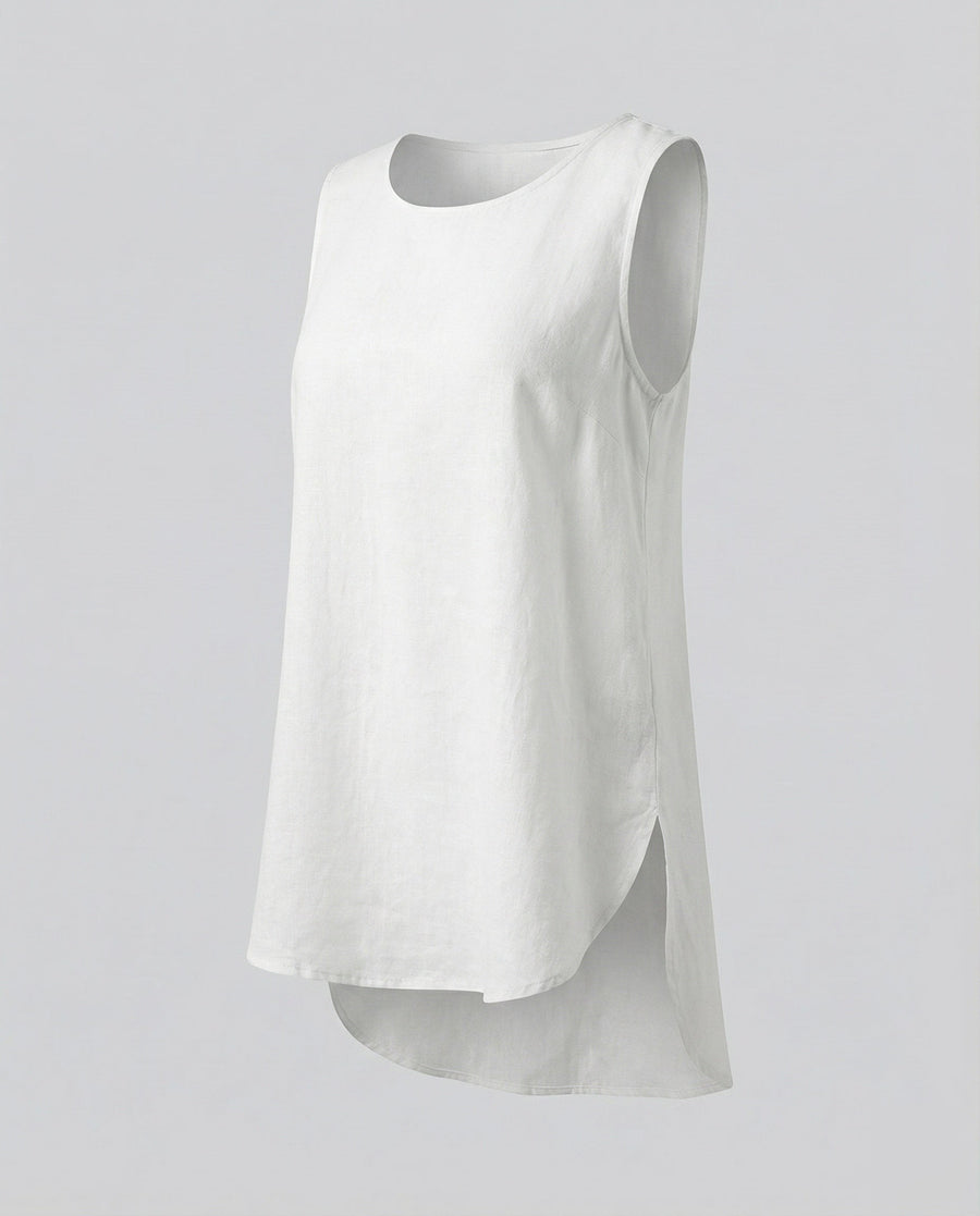 Portia Relaxed Linen Top in White