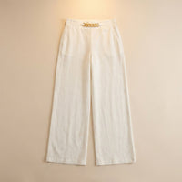 Portia Women's Wide Leg Trousers with Gold Chain Waist