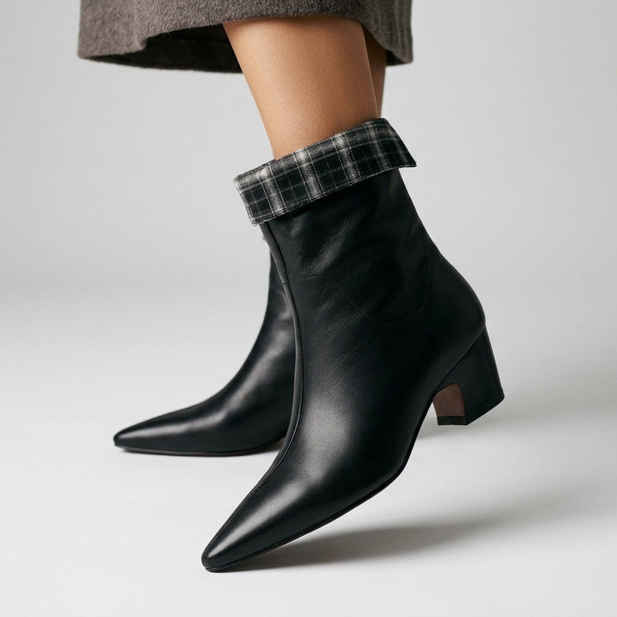 Presley Leather Mid Boot in Charcoal