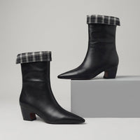 Presley Leather Mid Boot in Charcoal