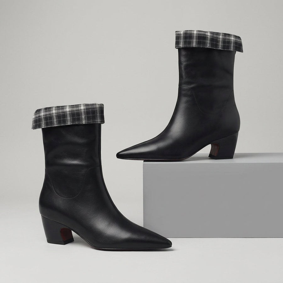 Presley Leather Mid Boot in Charcoal