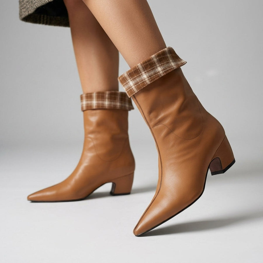 Presley Leather Mid Boot in Sienna Brown