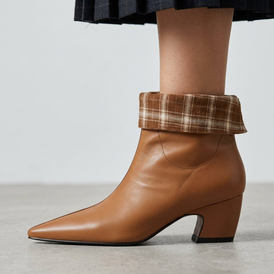 Presley Leather Mid Boot in Sienna Brown