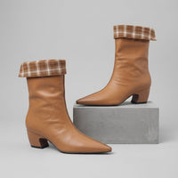 Presley Leather Mid Boot in Sienna Brown
