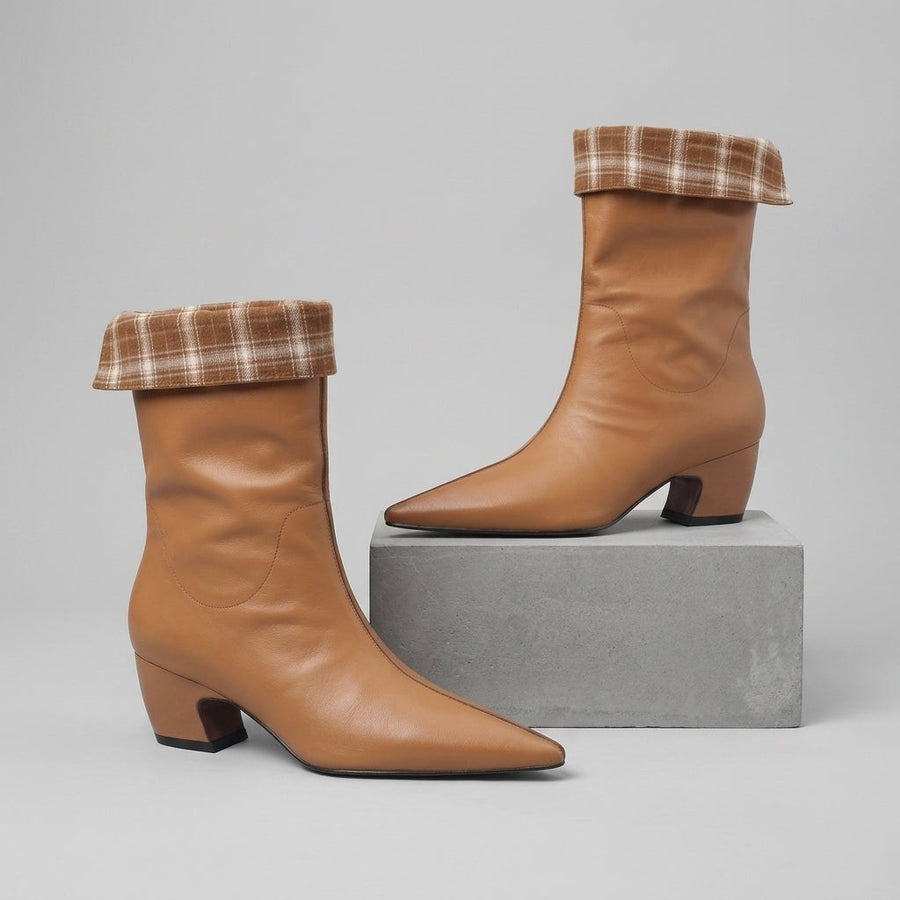 Presley Leather Mid Boot in Sienna Brown