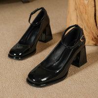 Prindara Women's Strappy Block Heel Pumps in Black