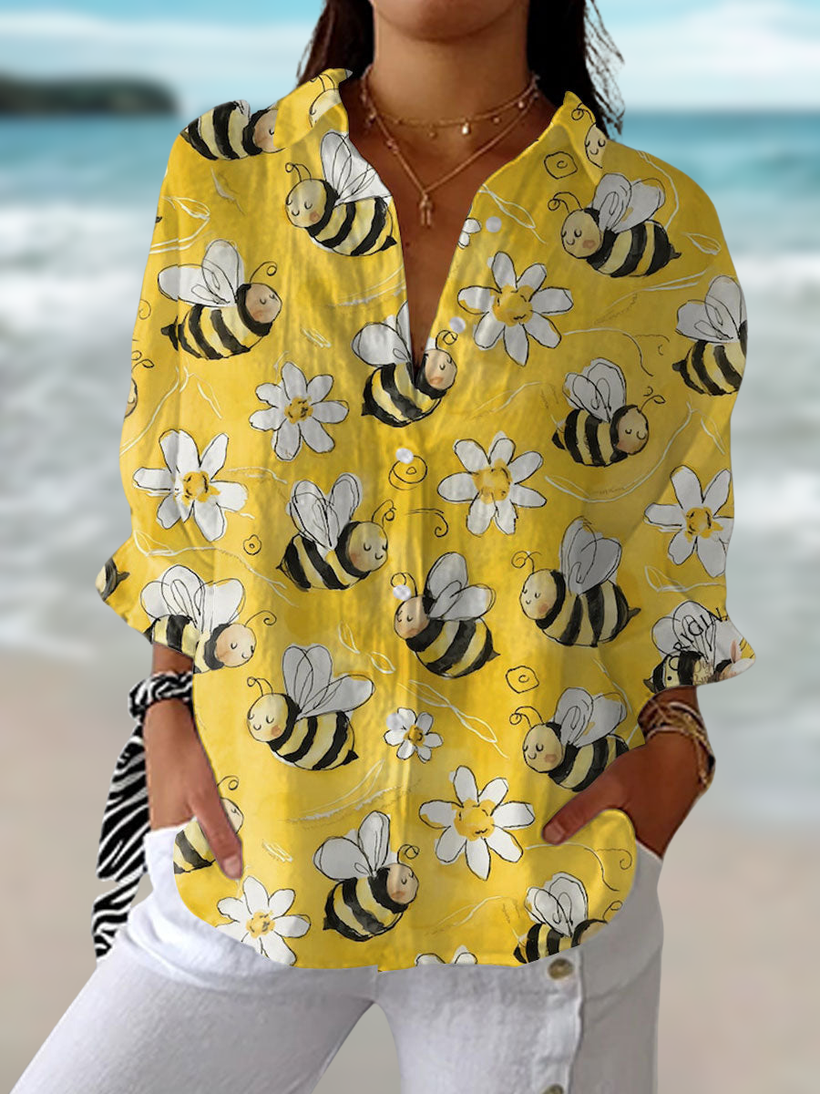 Prindelle | Women's Bee Print Long Sleeve Blouse