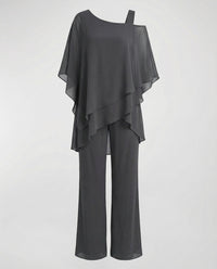 Priscilla Elegant Chiffon Set in Black