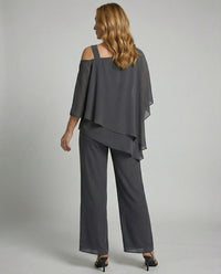 Priscilla Elegant Chiffon Set in Black