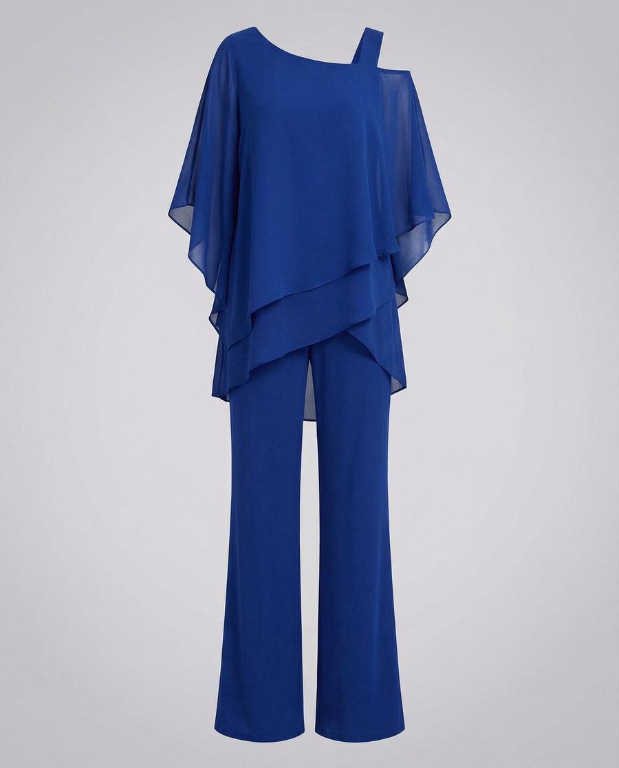 Priscilla Elegant Chiffon Set in Blue