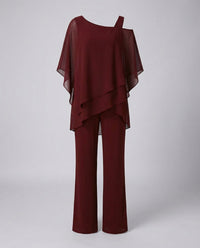 Priscilla Elegant Chiffon Set in Red