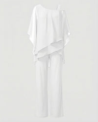 Priscilla Elegant Chiffon Set in White