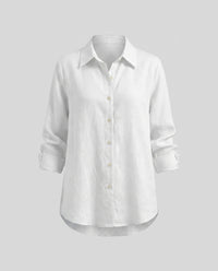 Priscilla Elegant Linen Blouse in White