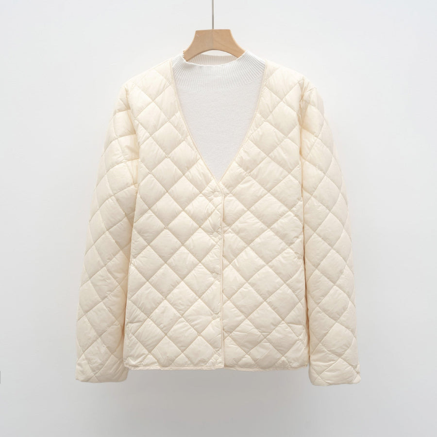 Priscilla Jacket with V-Neck in Beige
