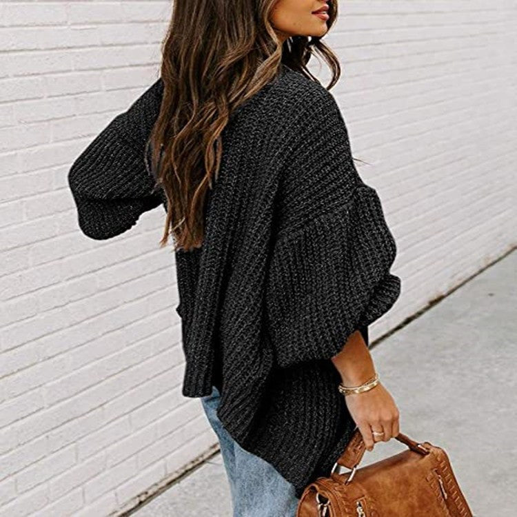 Priya Casual Knit Sweater in Black