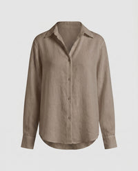 Priya Casual Linen Blouse in Coffee