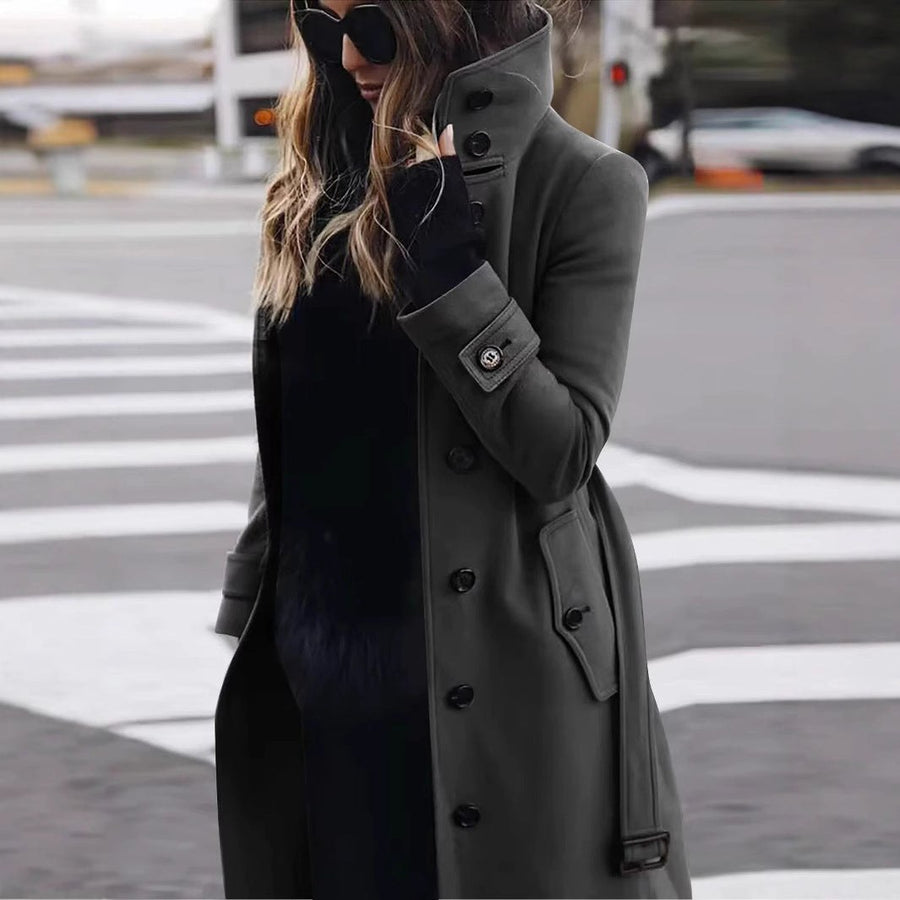 Priya Elegant Coat in Dark Grey