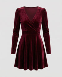 Priya Elegant Velvet Dress in Red