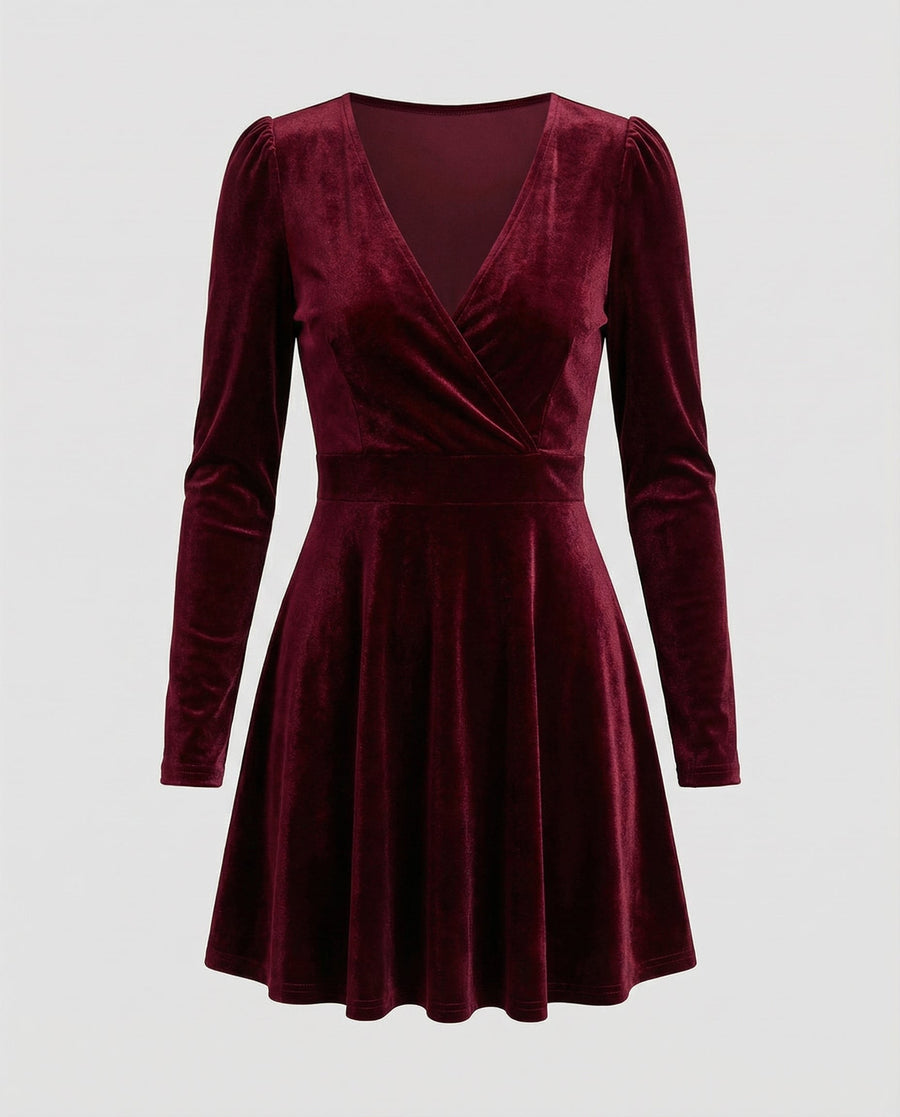 Priya Elegant Velvet Dress in Red