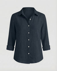 Priya Linen Blouse in Black