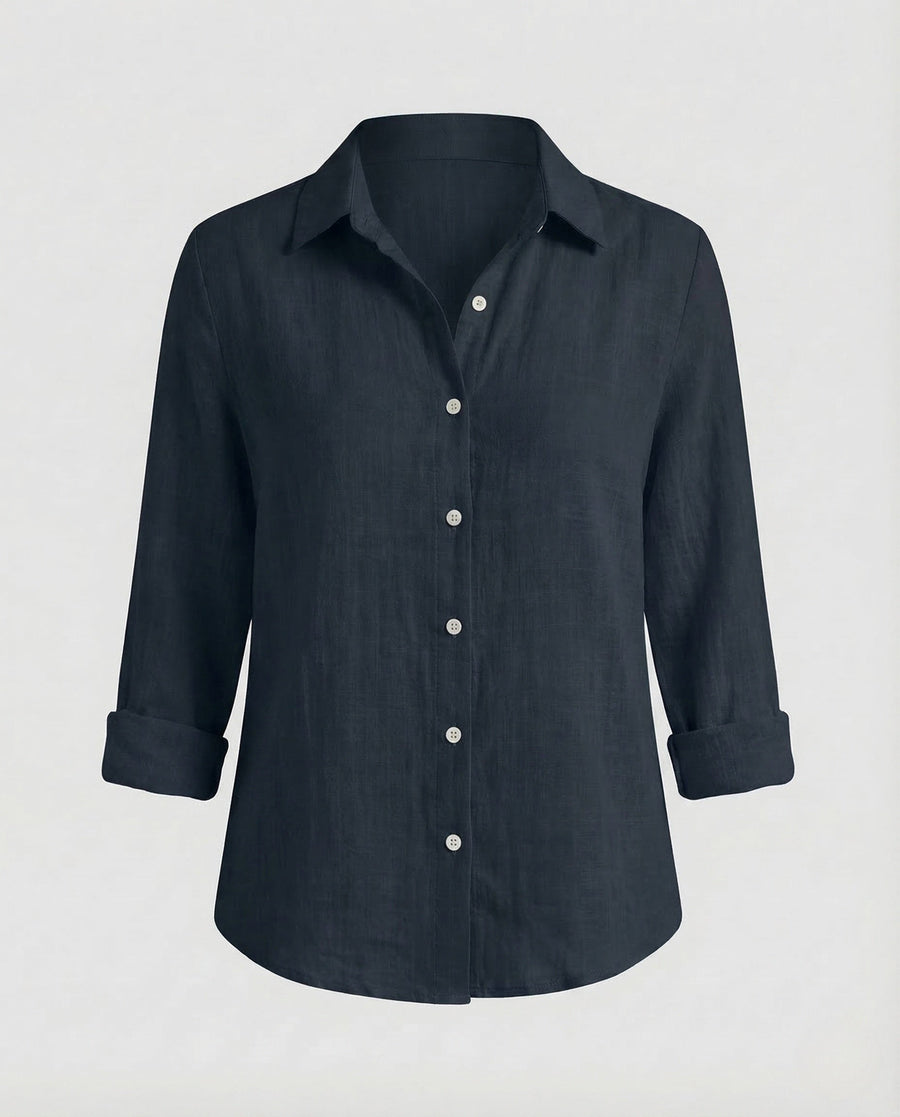 Priya Linen Blouse in Black