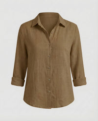 Priya Linen Blouse in Brown