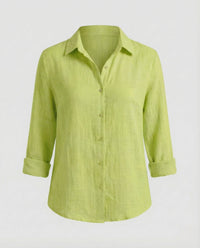 Priya Linen Blouse in Green
