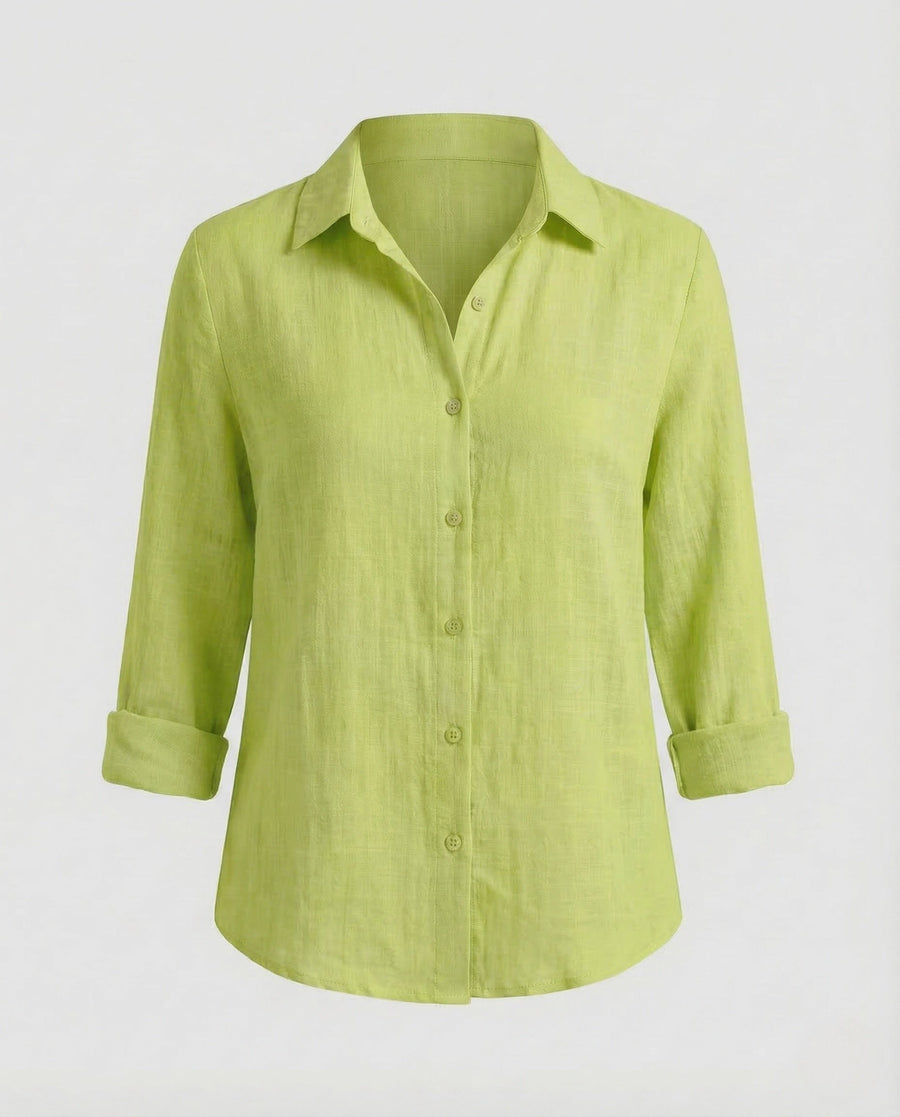 Priya Linen Blouse in Green